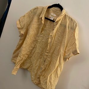 Checkered yellow button up shirt